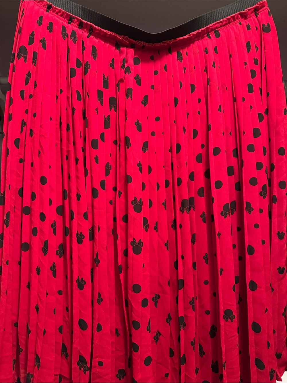 Torrid Disney Minnie Mouse Red And Black Chiffon Pleated Midi Skirt Size